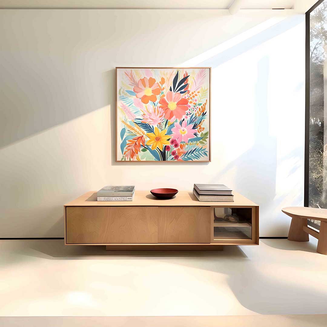 Bloemenpracht – vierkante bloemen wanddecoratie van WallArtistic