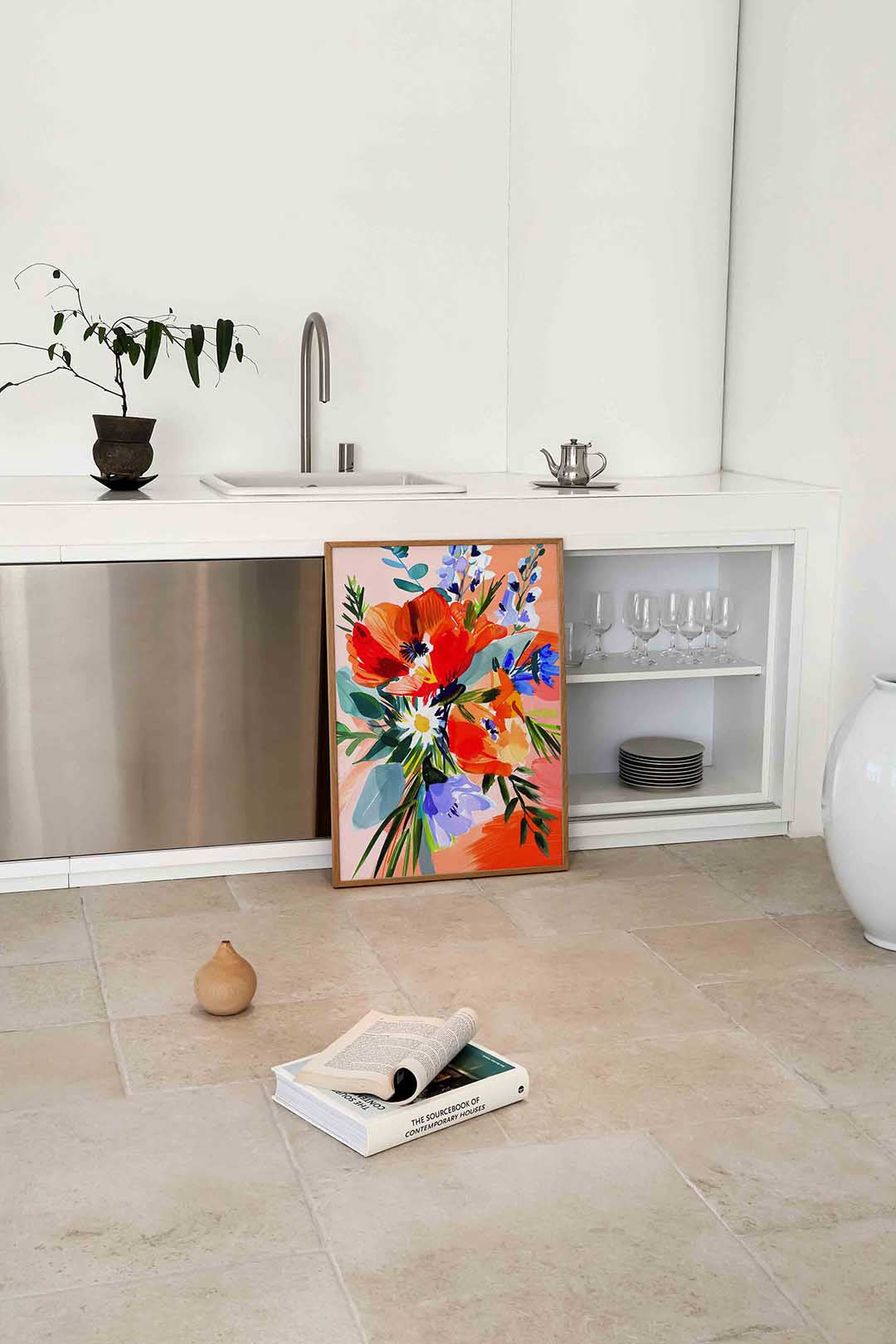 Bloemen in levendige kleuren – culinaire wandkunst als portret poster