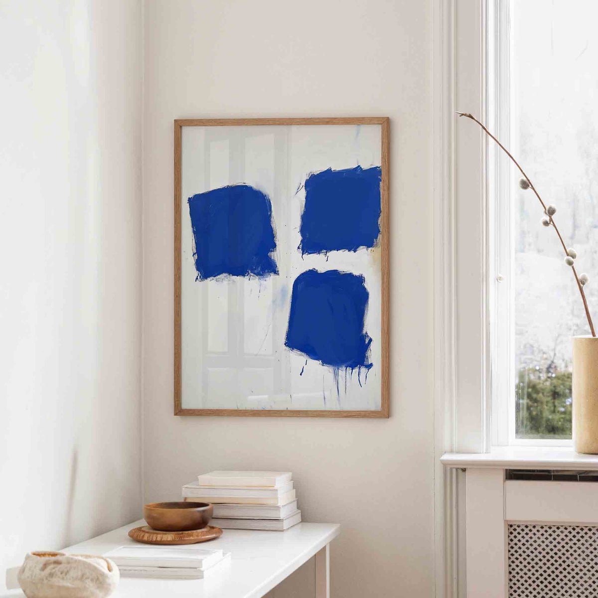 Blauwe vlakken – staande design wanddecoratie van WallArtistic