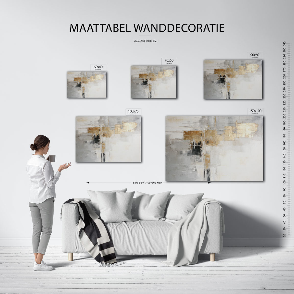 Gelaagde compositie – moderne liggende wandkunst
