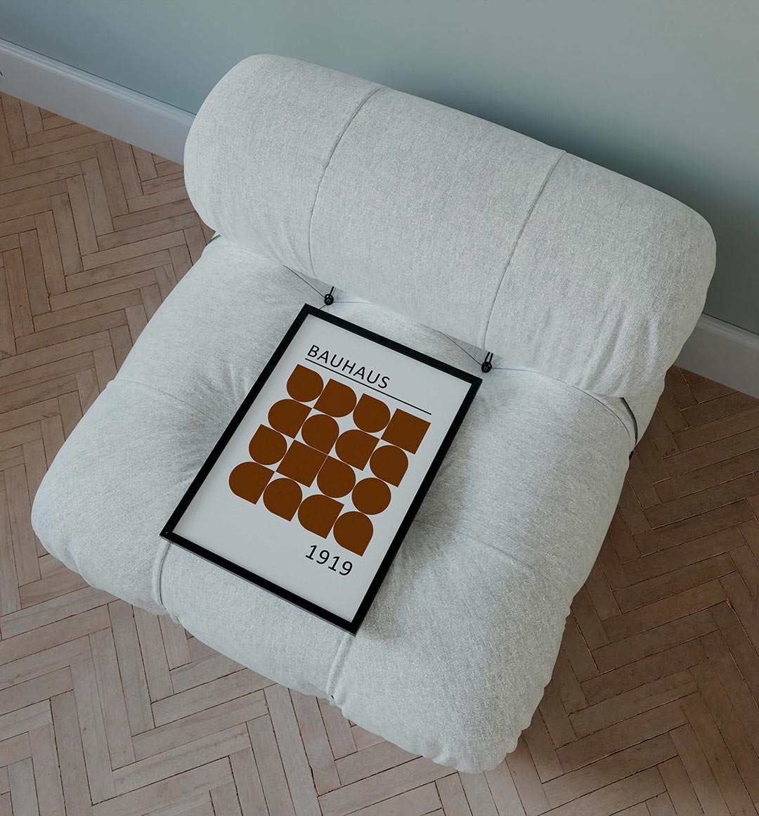 Vormritme en lijnen – staande Bauhaus poster voor aan de muur