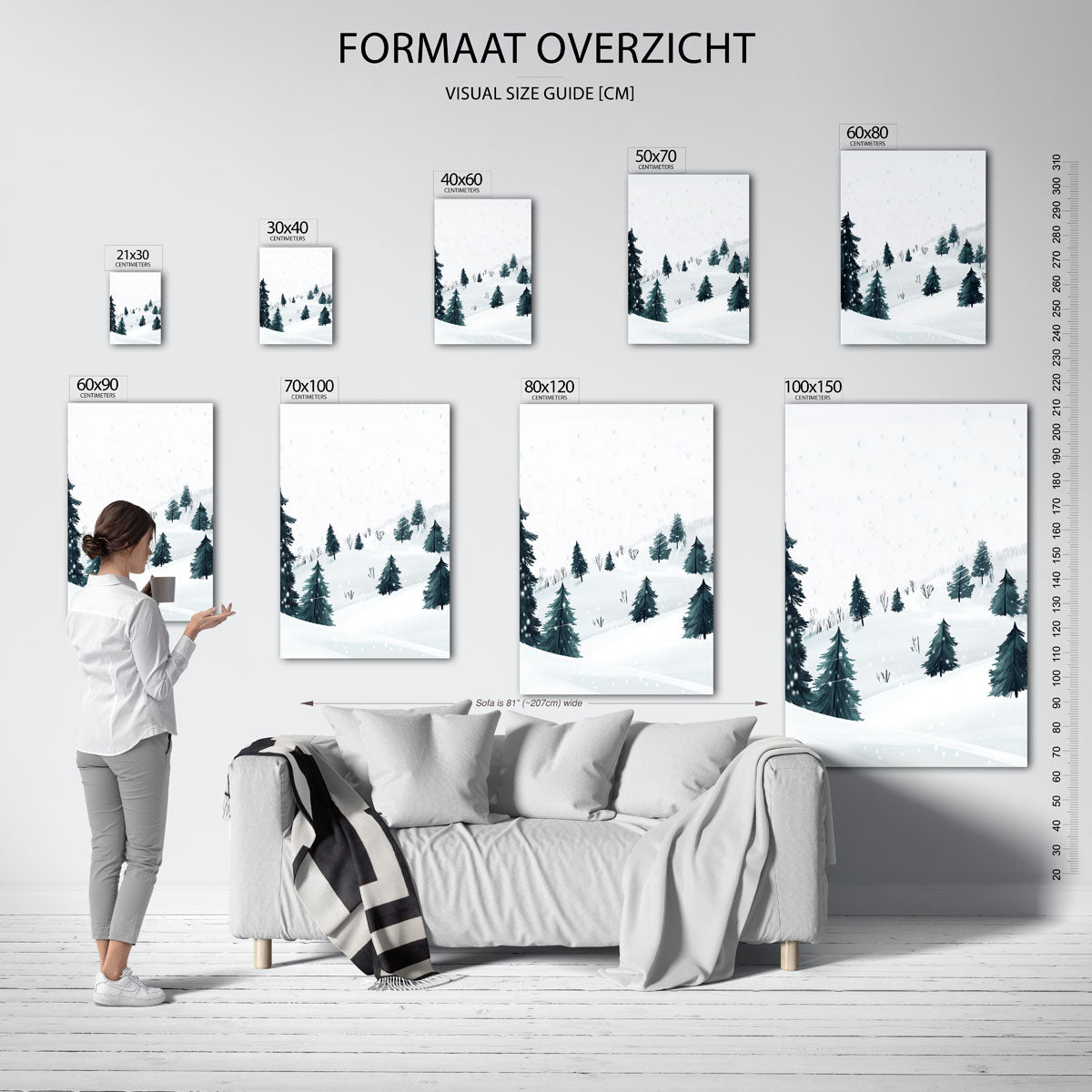 Sneeuwlandschap met bomen – staande muurposter voor de kinderkamer
