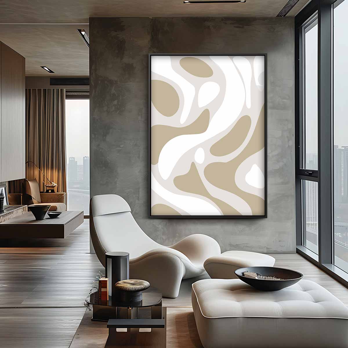 Organische Flow Canvas – canvas wanddecoratie in portret formaat