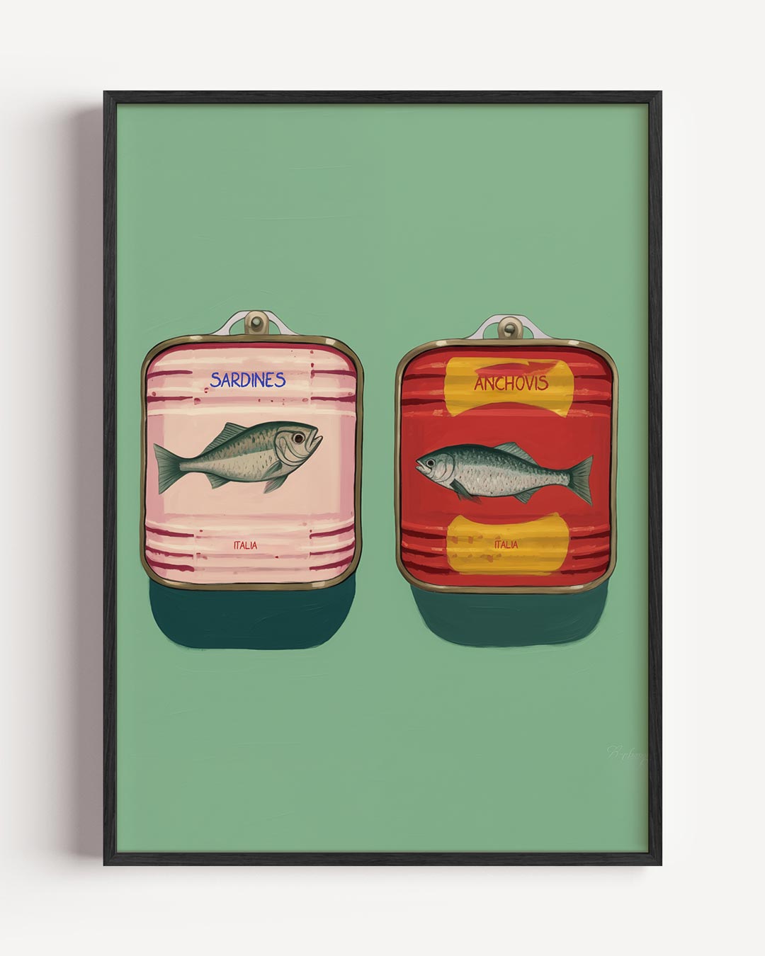 Retro Blikjes Vissen – keuken portret poster als wanddecoratie