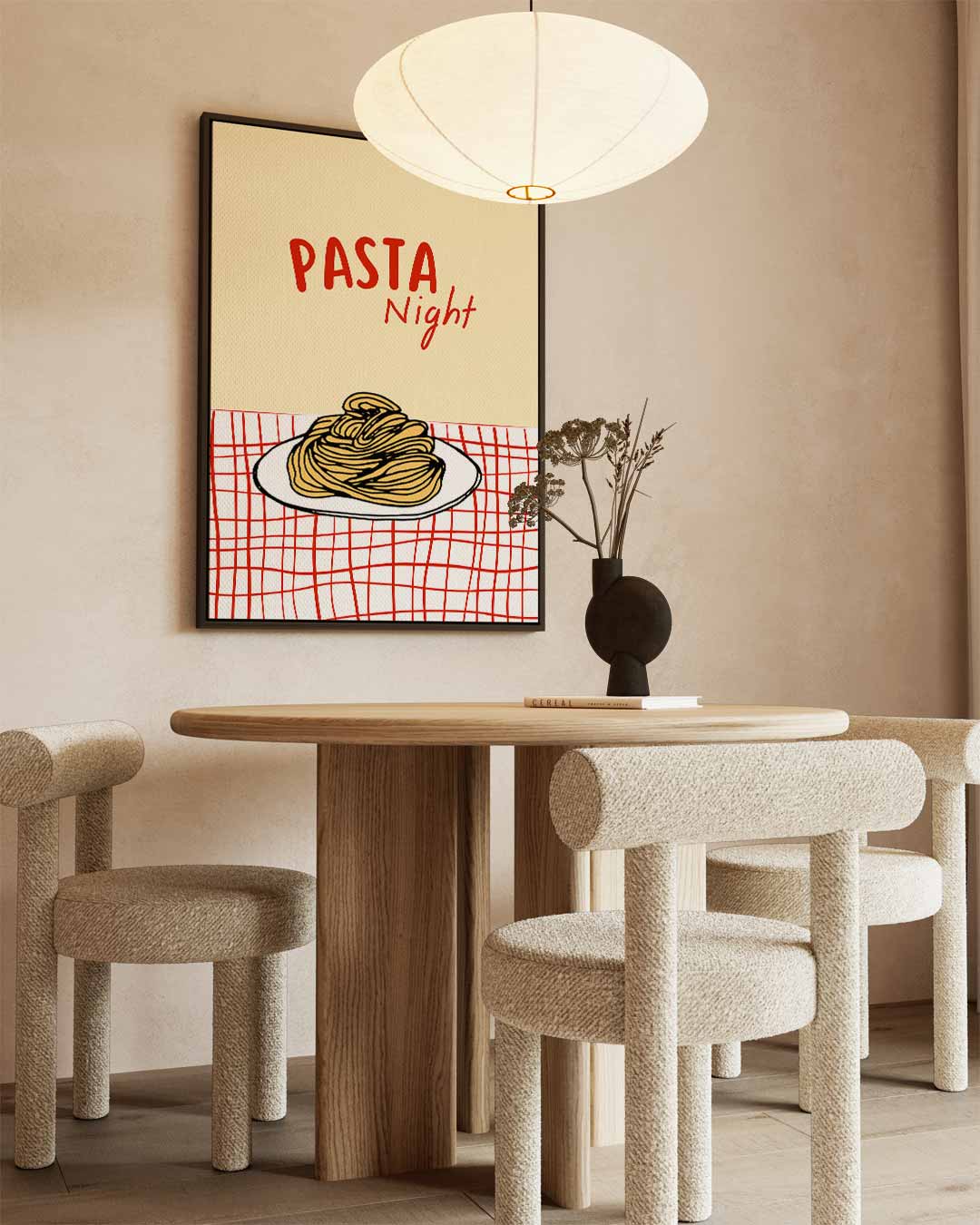 Pasta Night Poster – canvas wanddecoratie in portret formaat