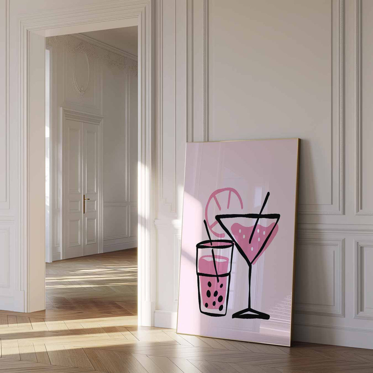 Tropische Cocktail Illustratie – zomer poster als frisse staande wanddecoratie