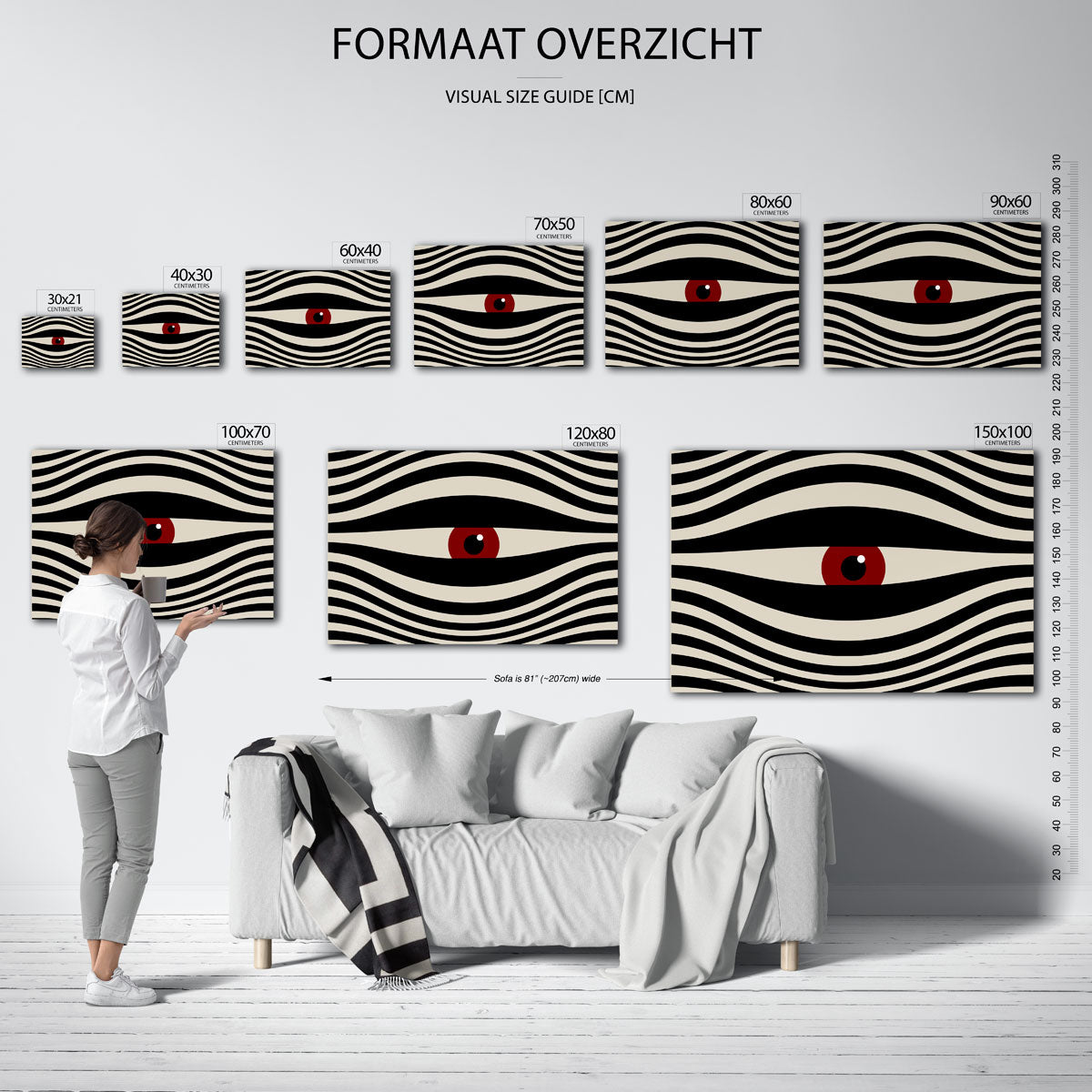 Golvend lijnenspel – Bauhaus poster als geometrische wanddecoratie