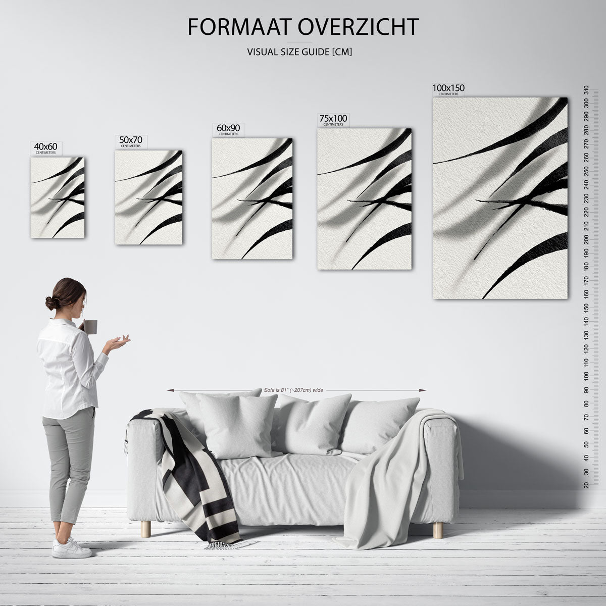 Dynamische lijnen – staande wanddecoratie van WallArtistic