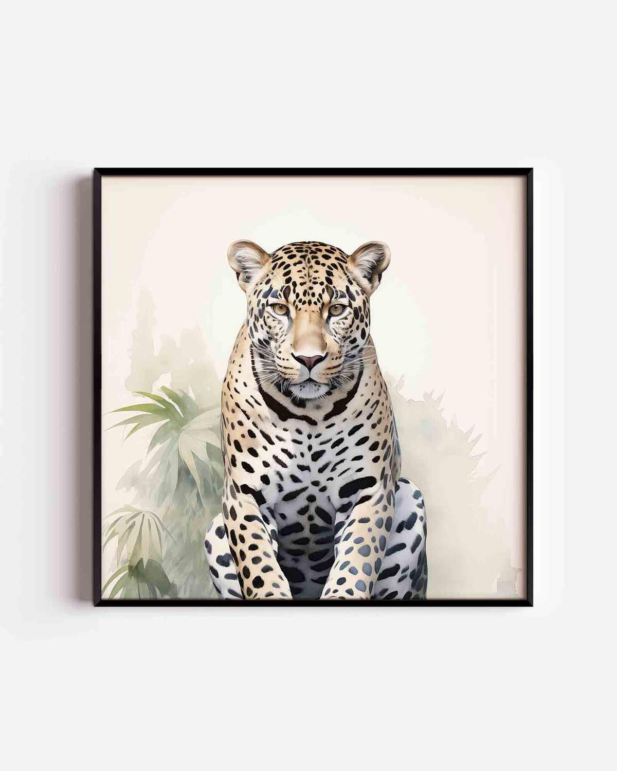 Luipaard met bladeren – jungle vierkante poster als wanddecoratie