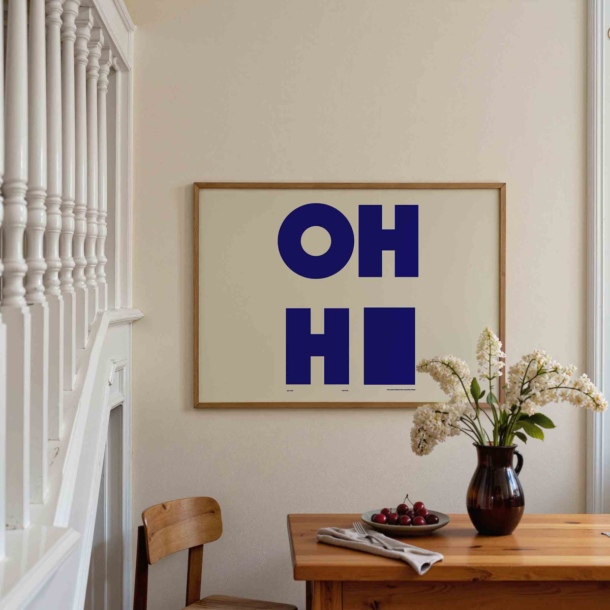 Oh hi – liggende illustratie poster als wanddecoratie