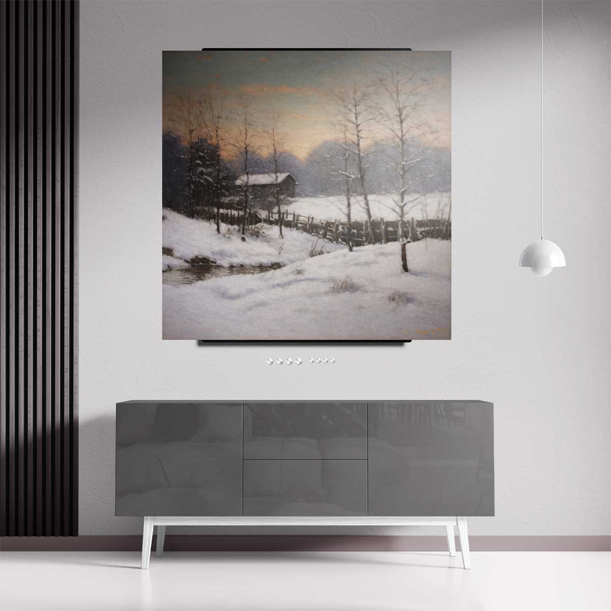 Winterlandschap bij Zonsopgang – dibond kunstwerk als wanddecoratie