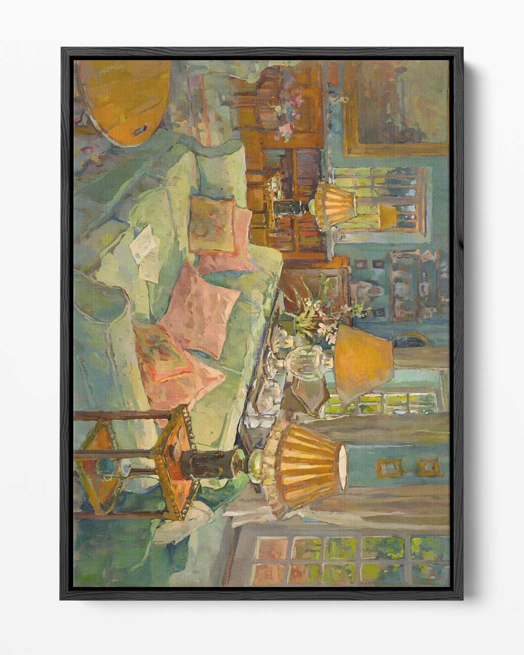 Cozy Vintage Interieur – portret kunstwerk als wanddecoratie