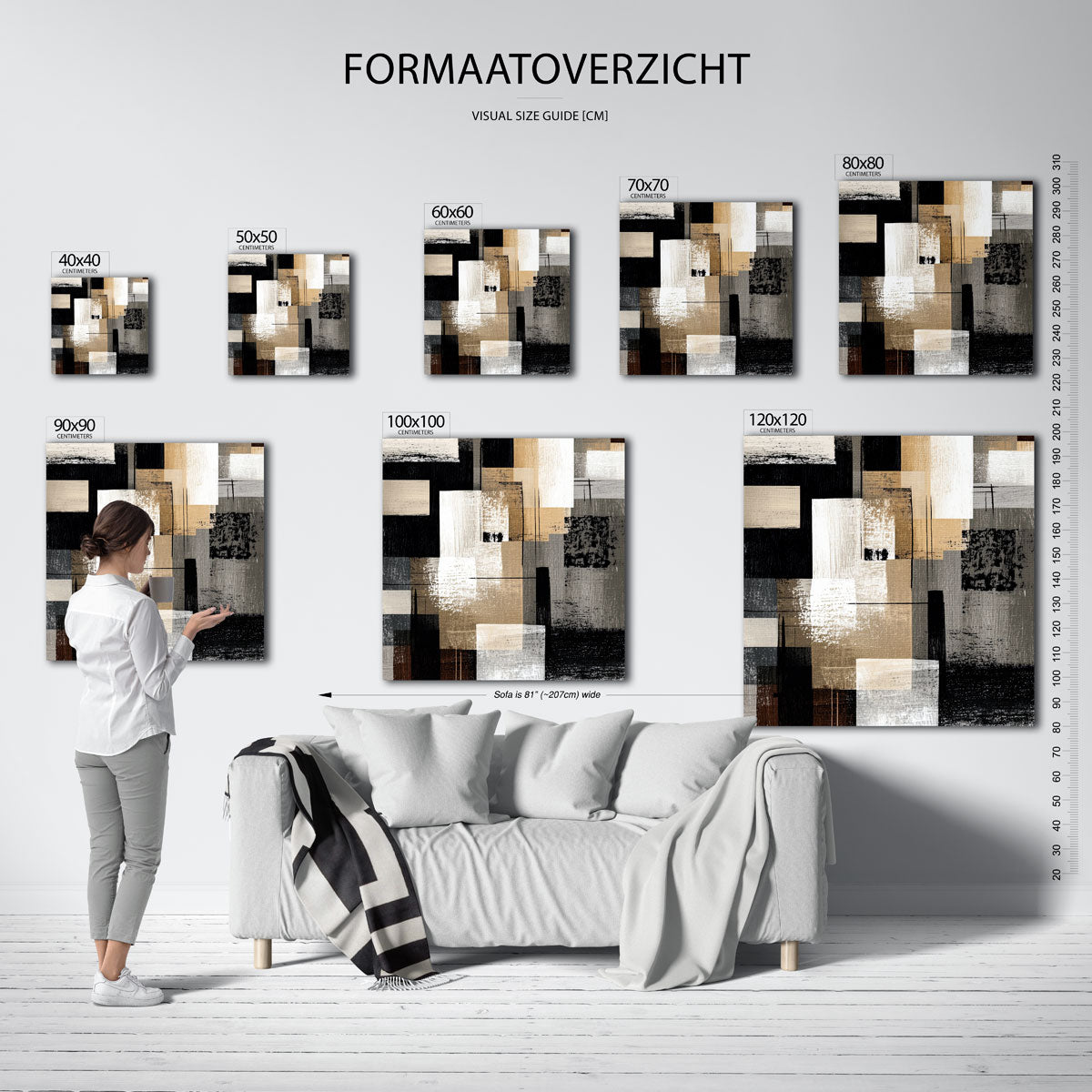 Abstracte vormen – vierkante muurposter met abstracte vormen