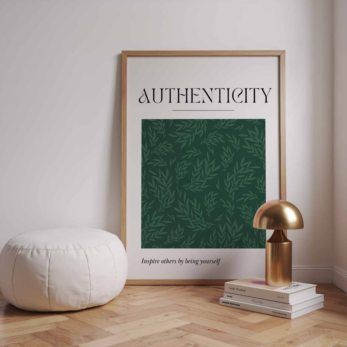 Authentiek Groene Bladeren – staande muurposter met quote