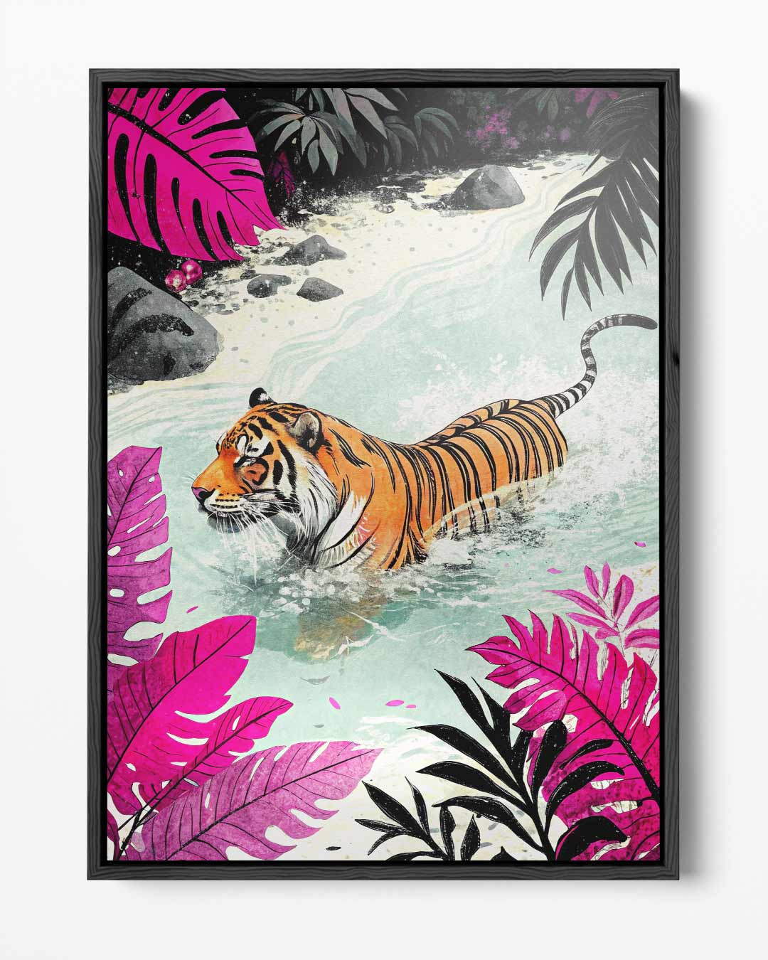 Tijger in Kleurrijke Jungle – portret kunstwerk als wanddecoratie