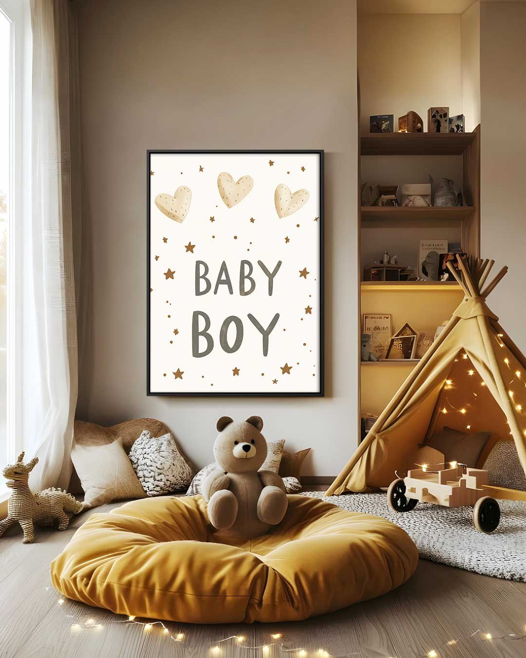 Baby Boy Sterrenhemel Poster – staand kunstwerk voor modern interieur
