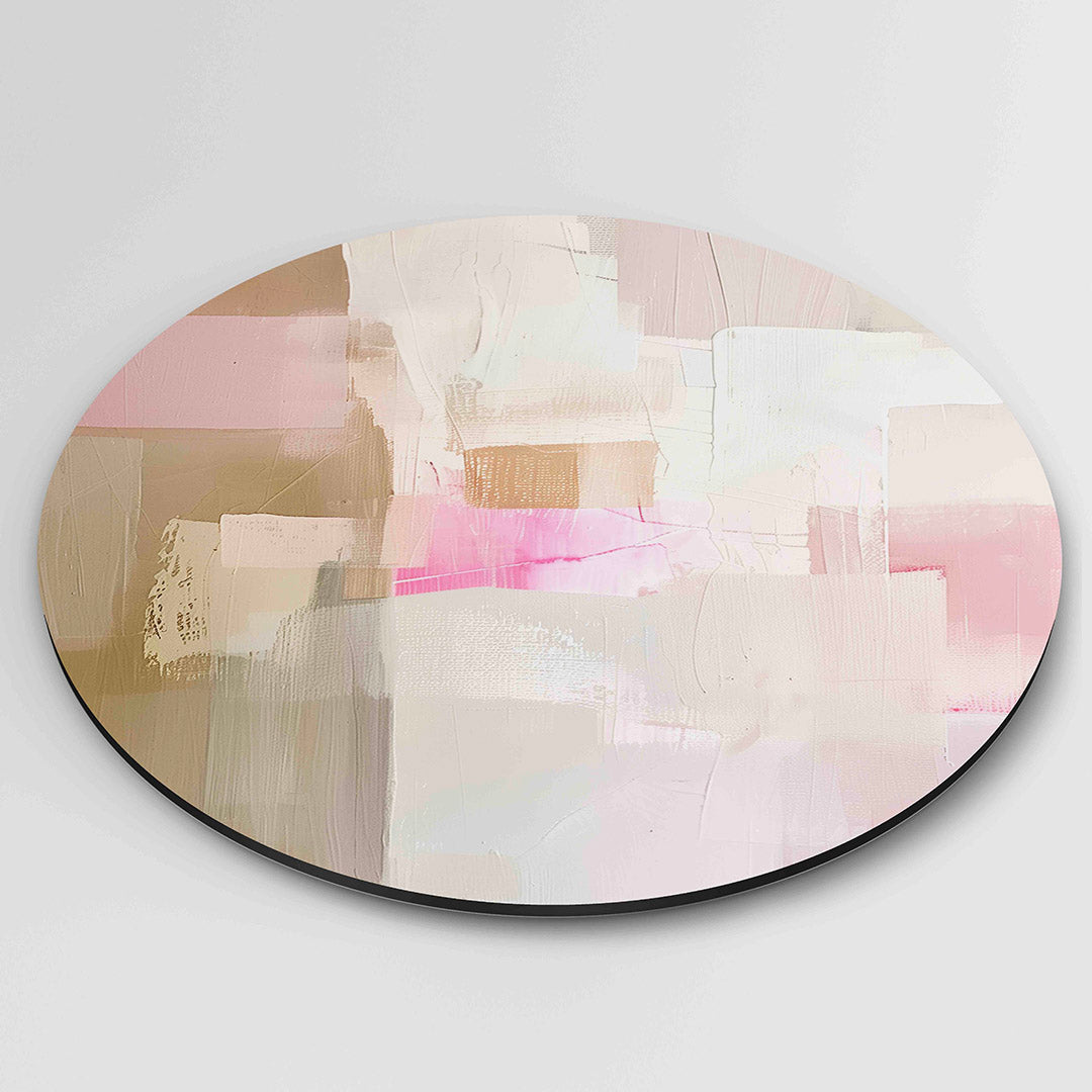 Abstracte roze en beige – moderne ronde wanddecoratie van WallArtistic