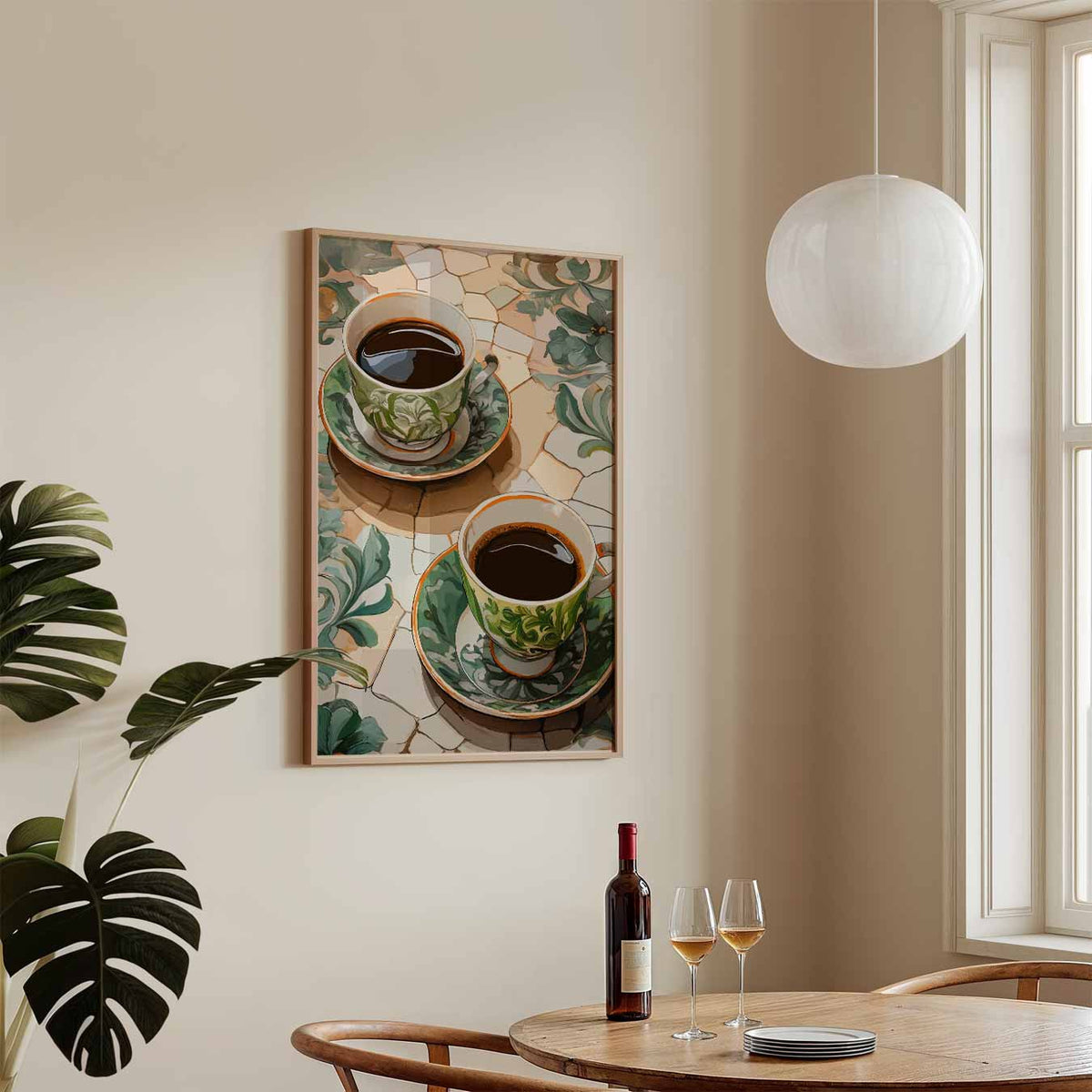 Sfeervolle Koffie Mozaïek – keukenposter in staand formaat