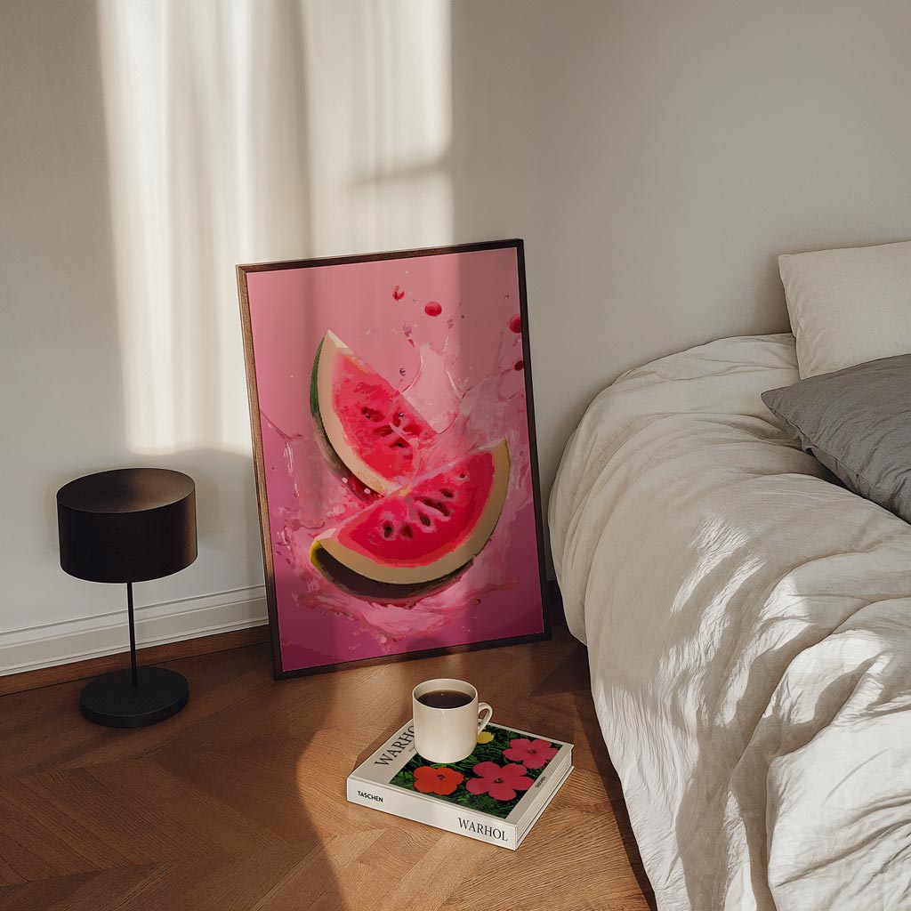 Spetterende Watermeloen Kunstposter – staande zomer wanddecoratie van WallArtistic