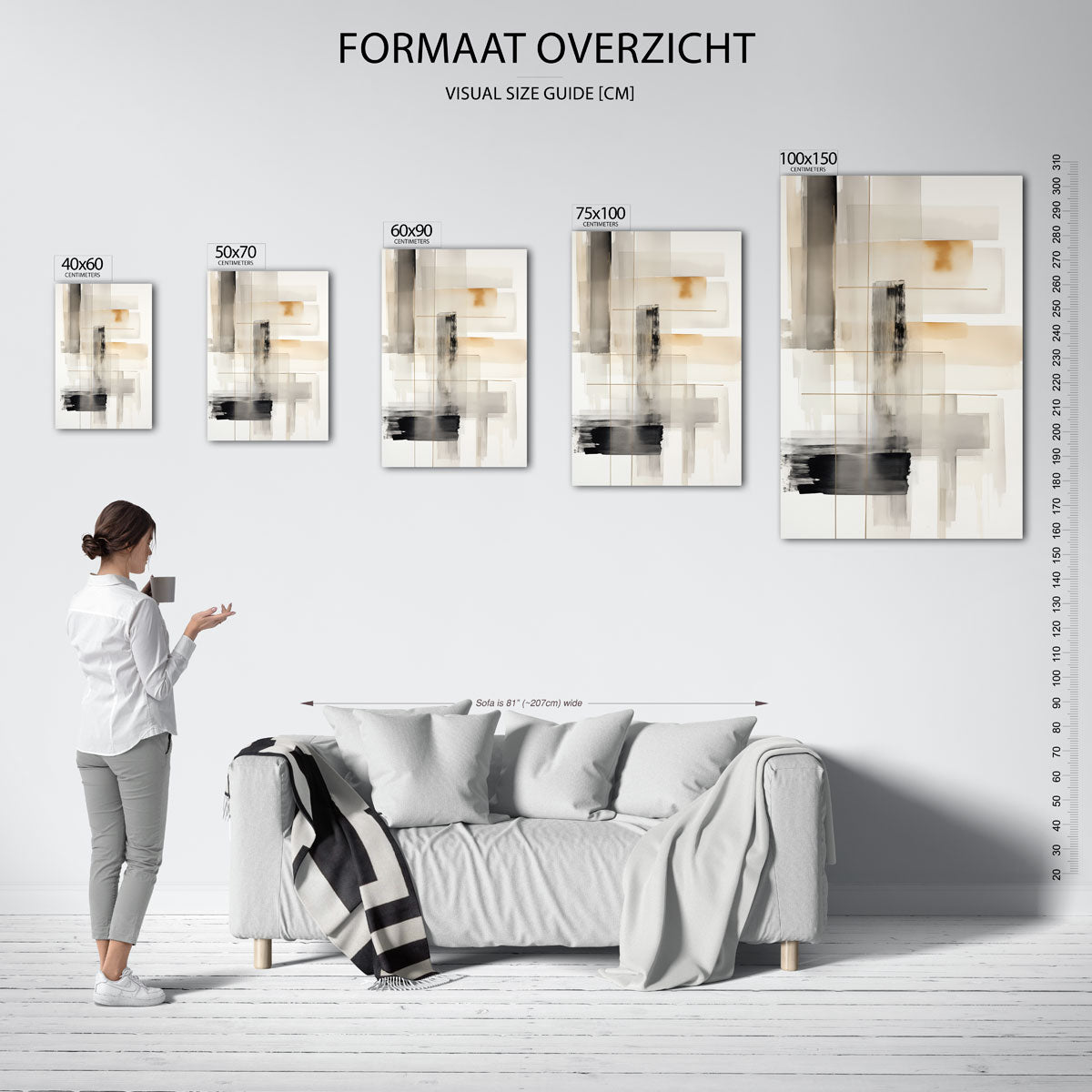 Geometrische lagen – staand wanddecoratie kunstwerk