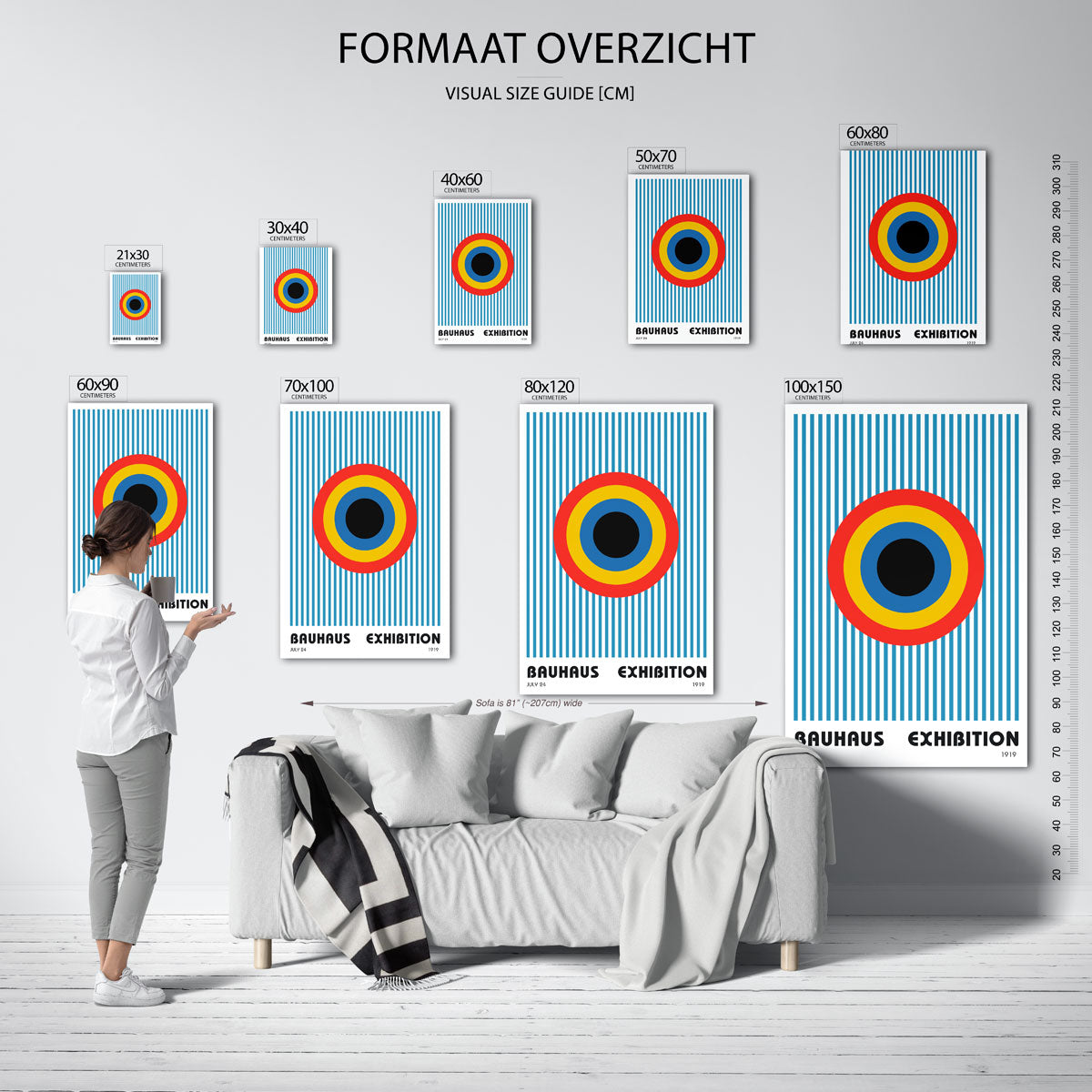 Cirkel en lijnen – geometrische poster in Bauhaus-stijl van WallArtistic