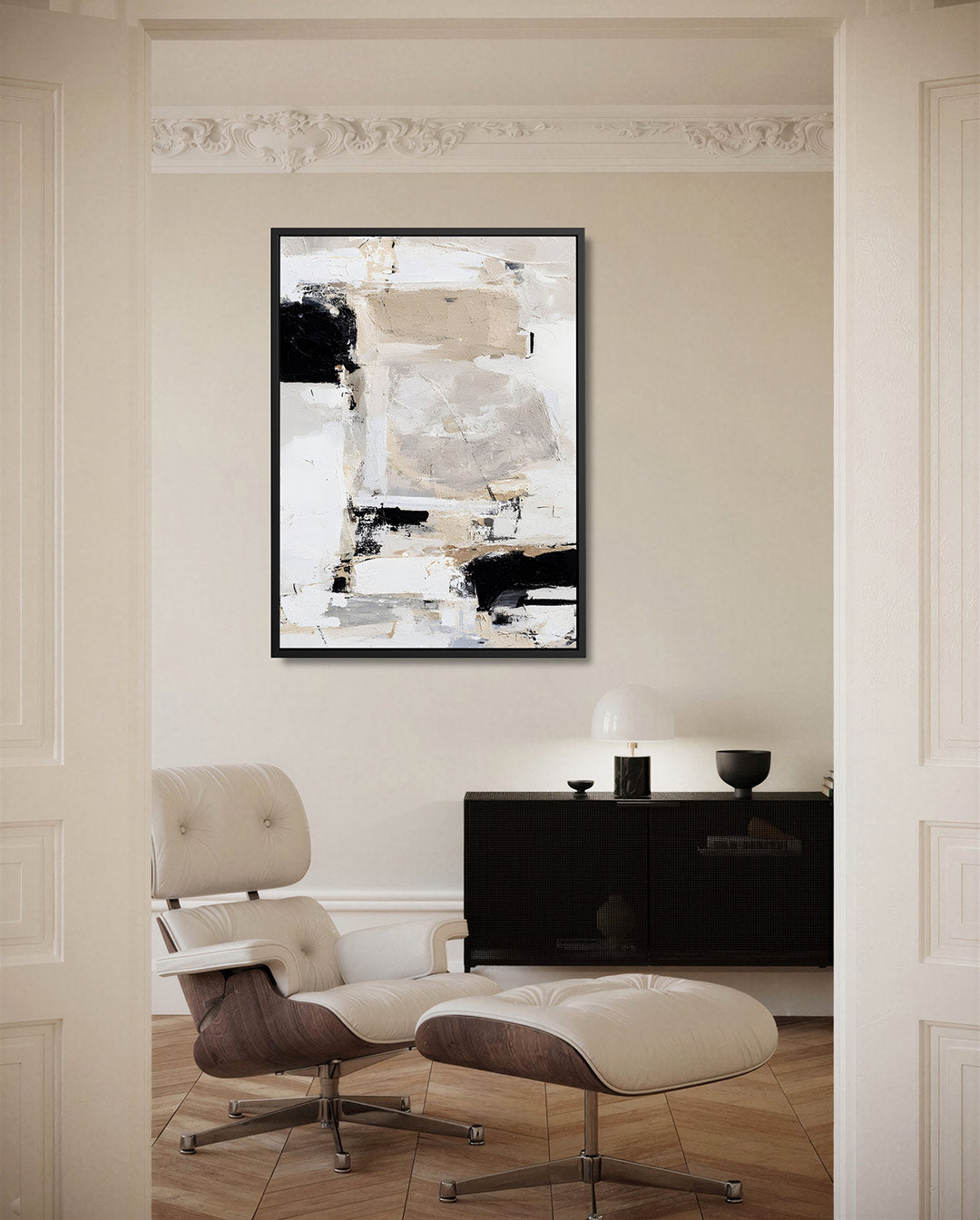 Neutrale compositie – staand wanddecoratie kunstwerk