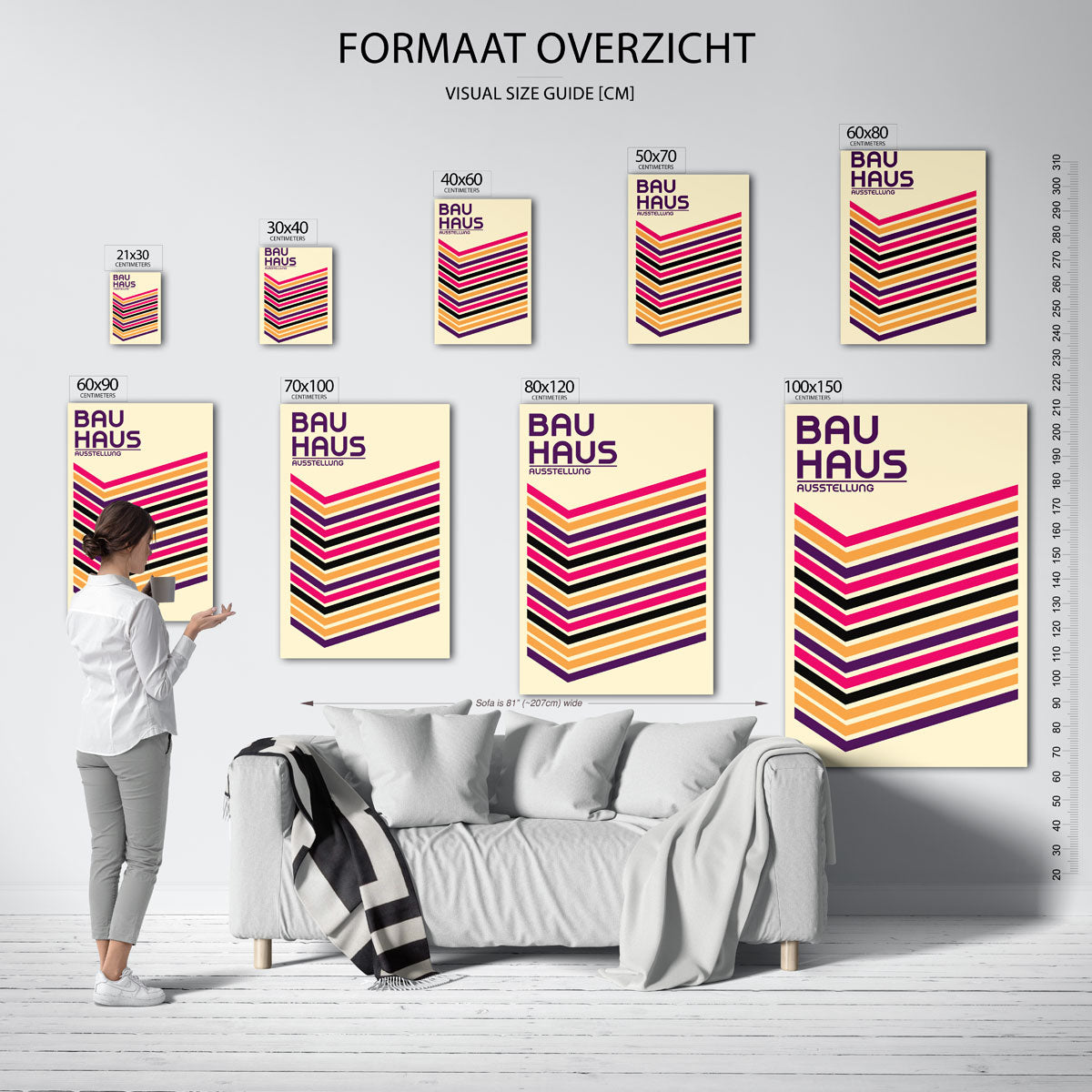 Lijnen en vlakkenspel – geometrische poster in Bauhaus-stijl van WallArtistic