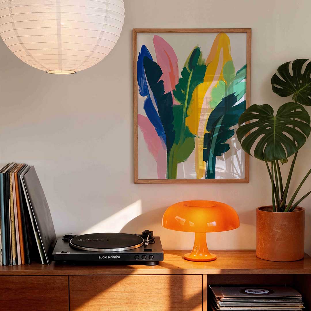 Abstracte bladeren – staande bloemen wanddecoratie van WallArtistic