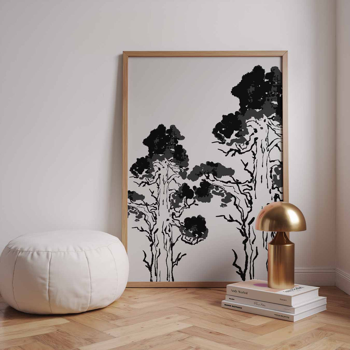 Mystieke Boom Silhouetten – zomerse wandkunst als portret poster