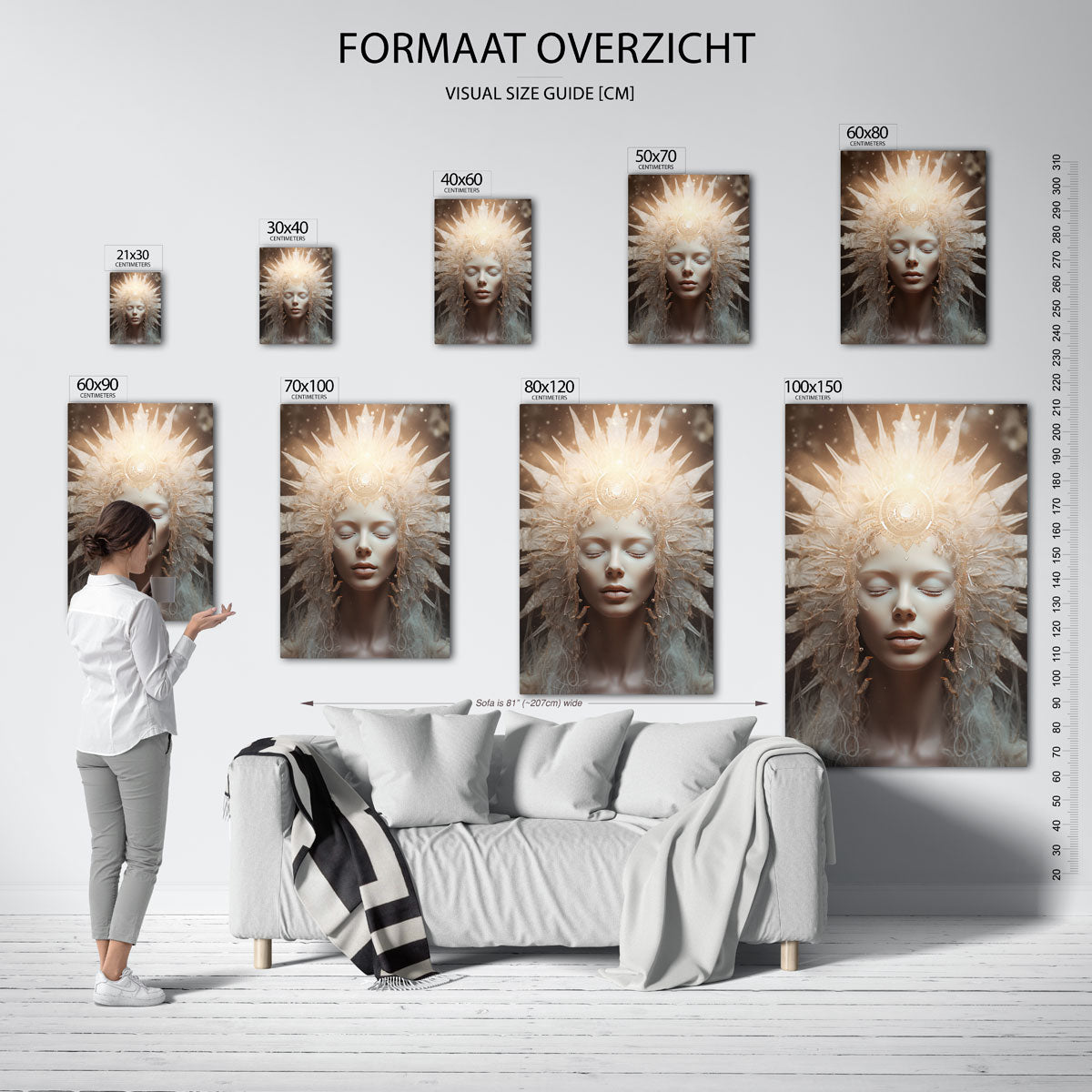 Vrouw met kroon – staande muurposter met surrealistische uitstraling