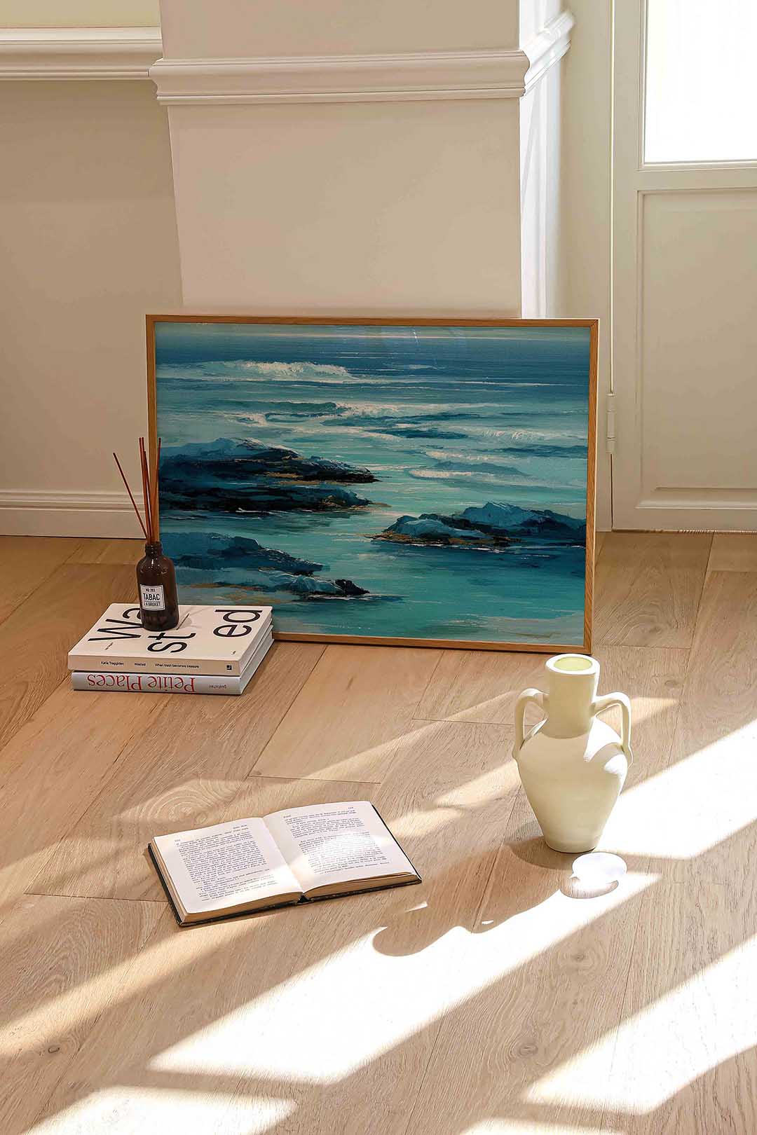 Golven en rotsen – liggende abstracte wanddecoratie van WallArtistic
