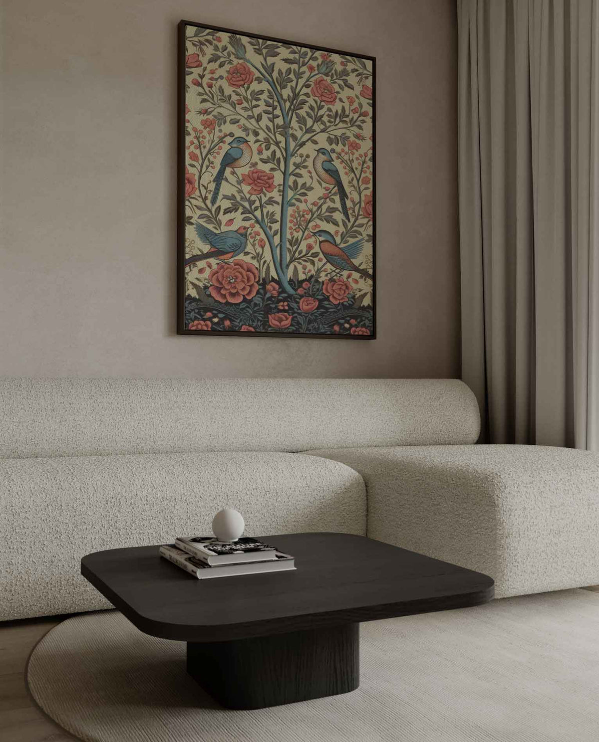 Bloemen en Vogels Paradijs – dibond wanddecoratie in staand formaat