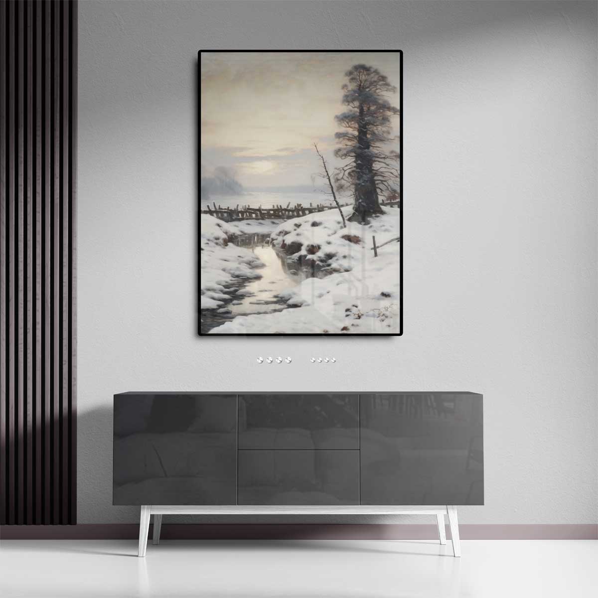 Winterse Rust in het Landschap – plexiglas kunstwerk als wanddecoratie
