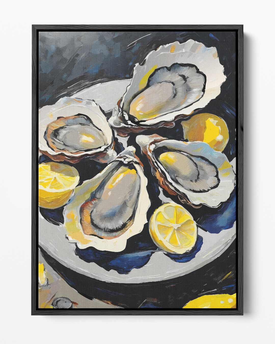 Schilderij van Oesters en Citroenen – portret kunstwerk als wanddecoratie