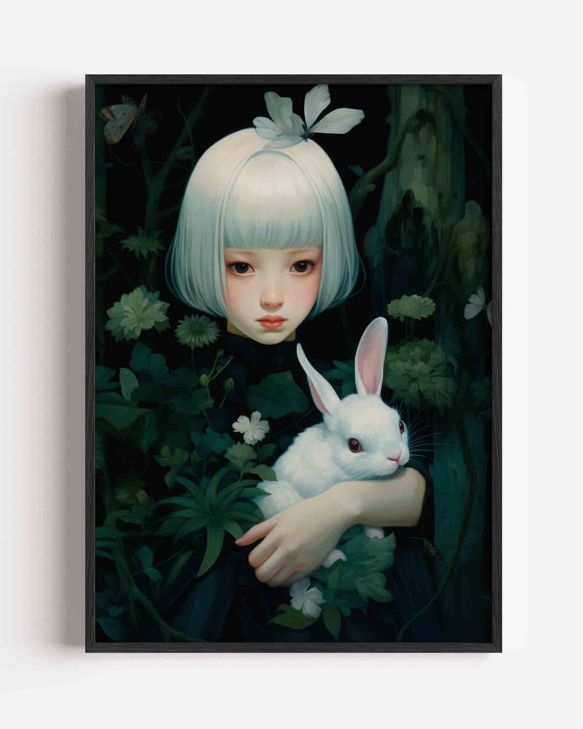 Meisje met konijn – Kunst & Design poster als staande wanddecoratie
