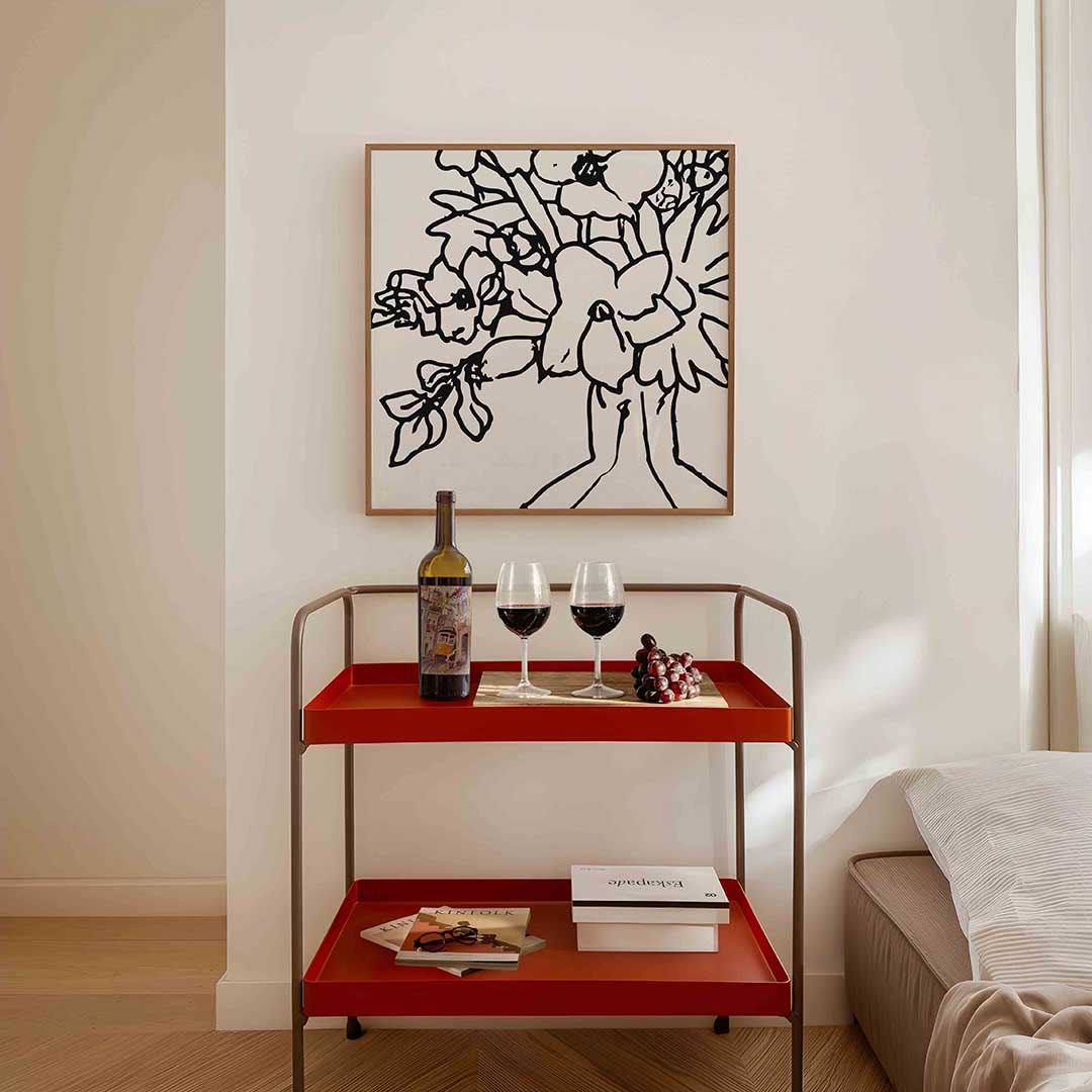 Bloemen in zwart wit – vierkante keuken wanddecoratie van WallArtistic