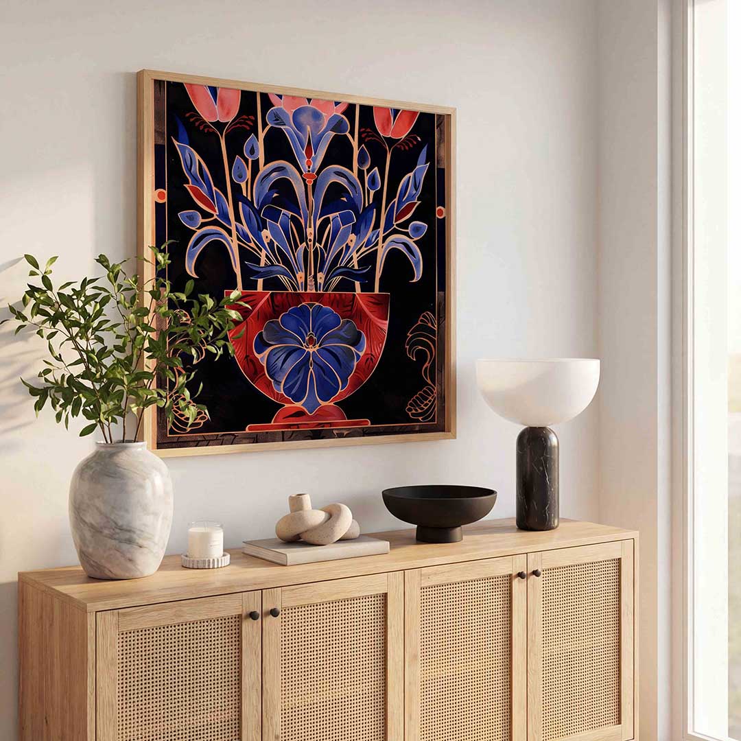Bloemen in vaas – illustratie poster in vierkant formaat