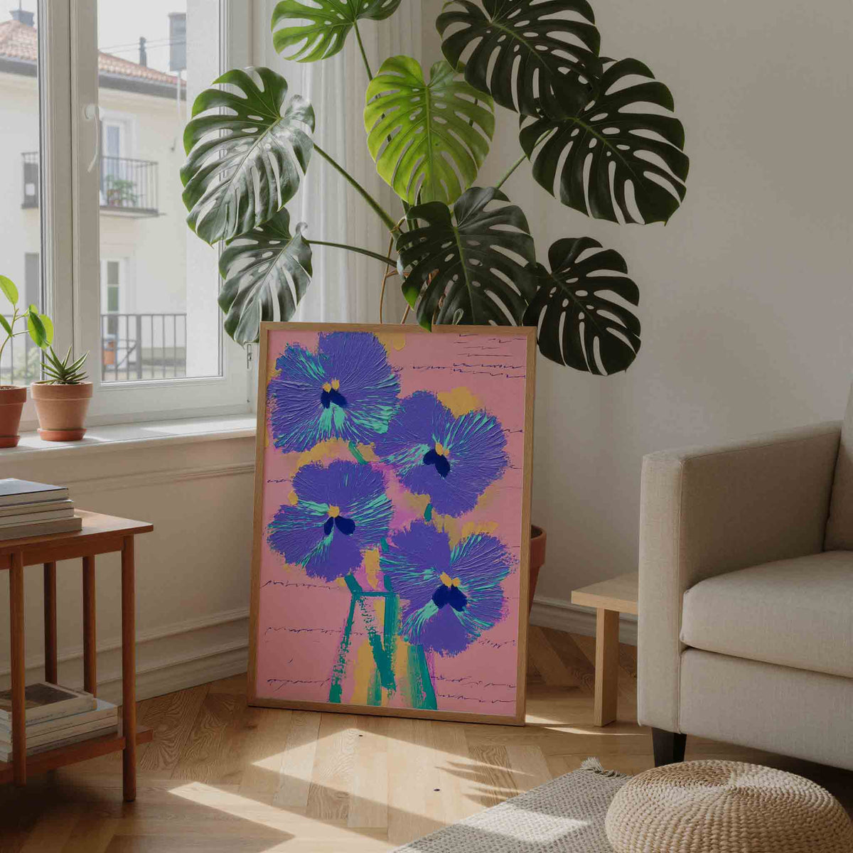 Bloemen in vaas – staande dromerige wanddecoratie van WallArtistic