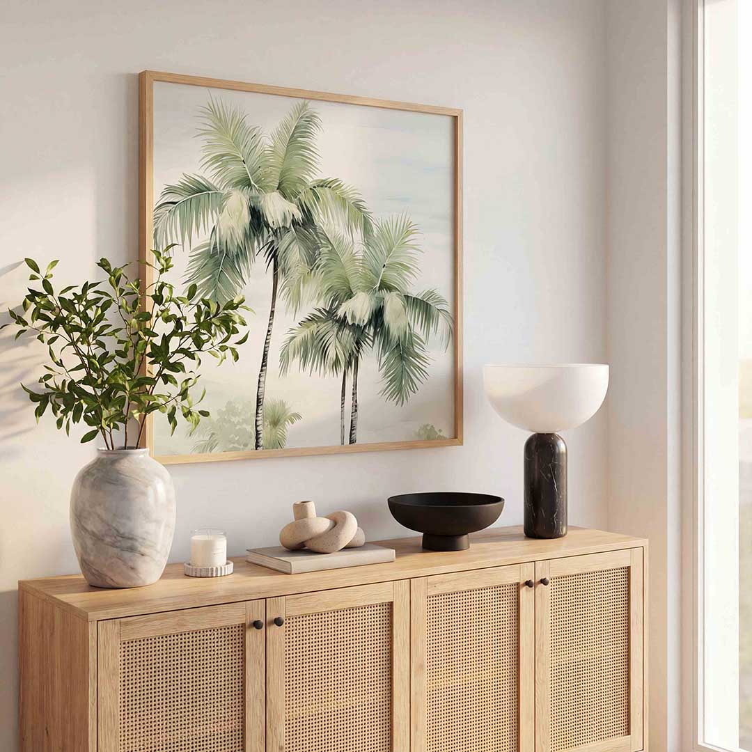 Tropische palmbomen – tropische poster in vierkant formaat