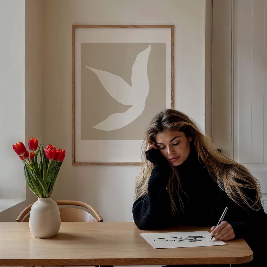 Minimalistische Bladvorm – staande muurposter met kleurrijke abstracte vormen