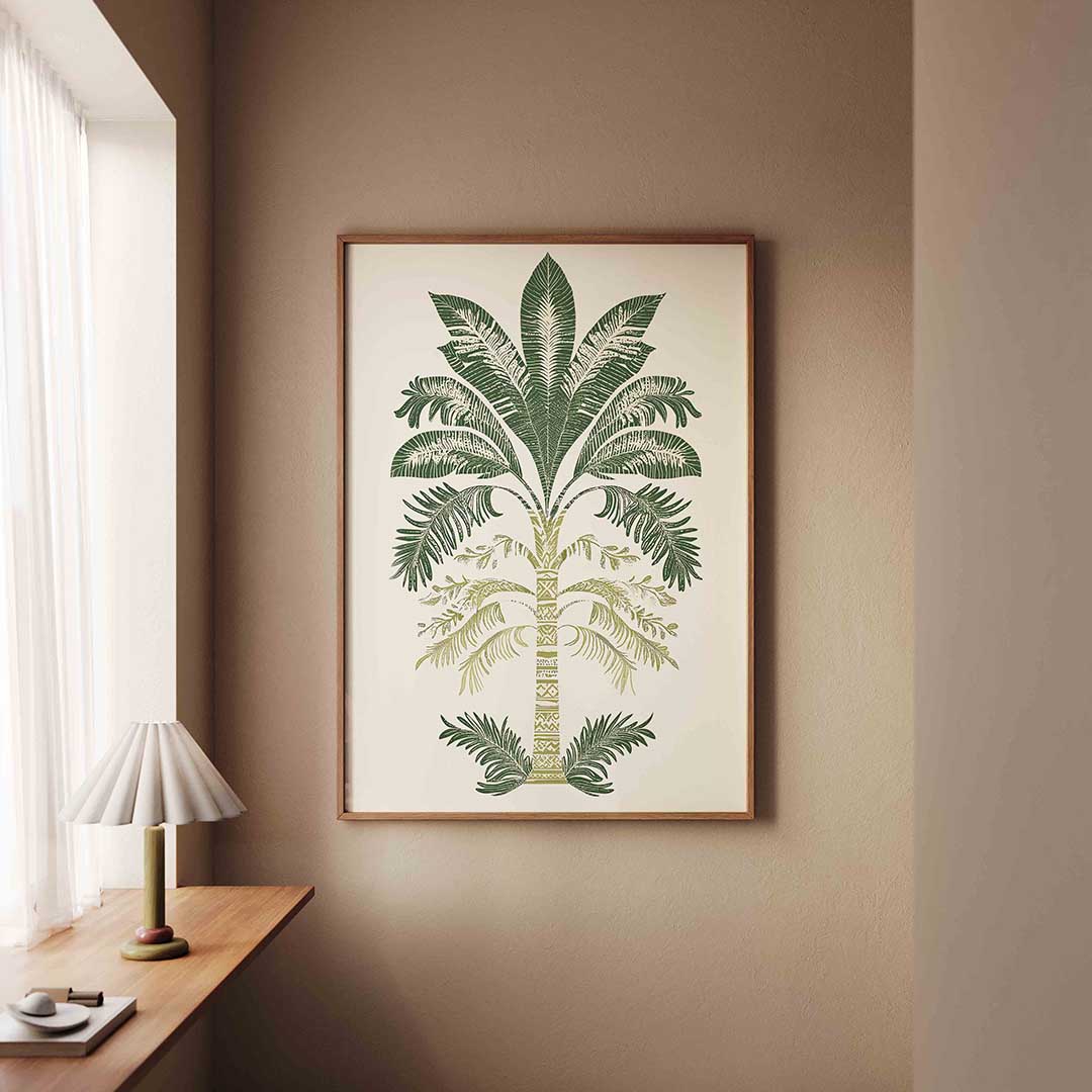 Palmboom illustratie – staande jungle wanddecoratie van WallArtistic
