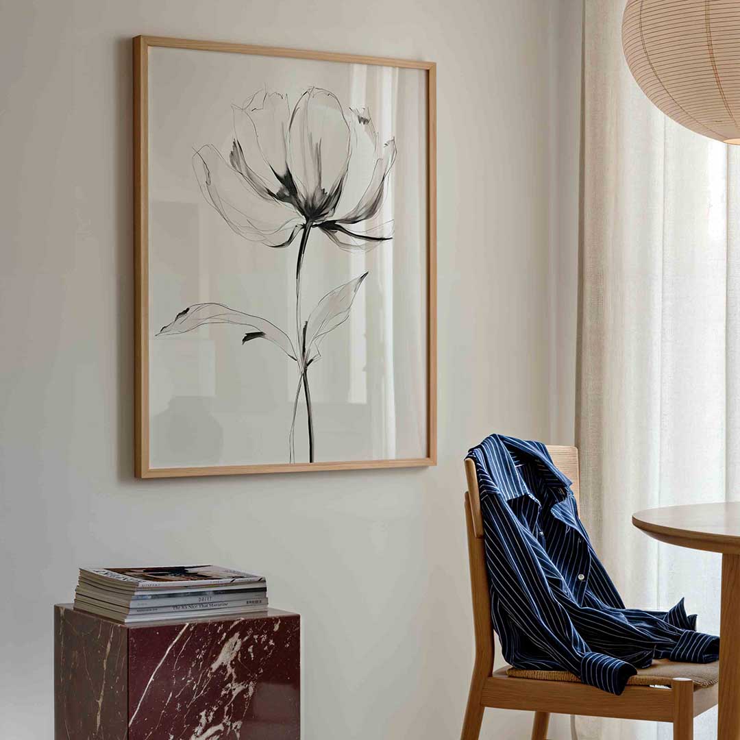 Bloem in zwart wit – bloemen poster in staand formaat