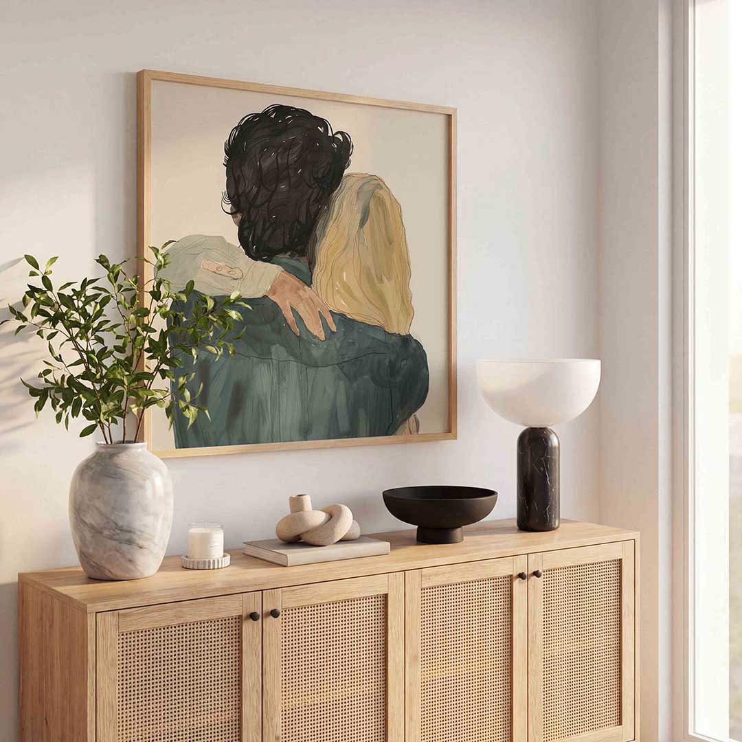 Omhelzing – kunst en design poster in vierkant formaat