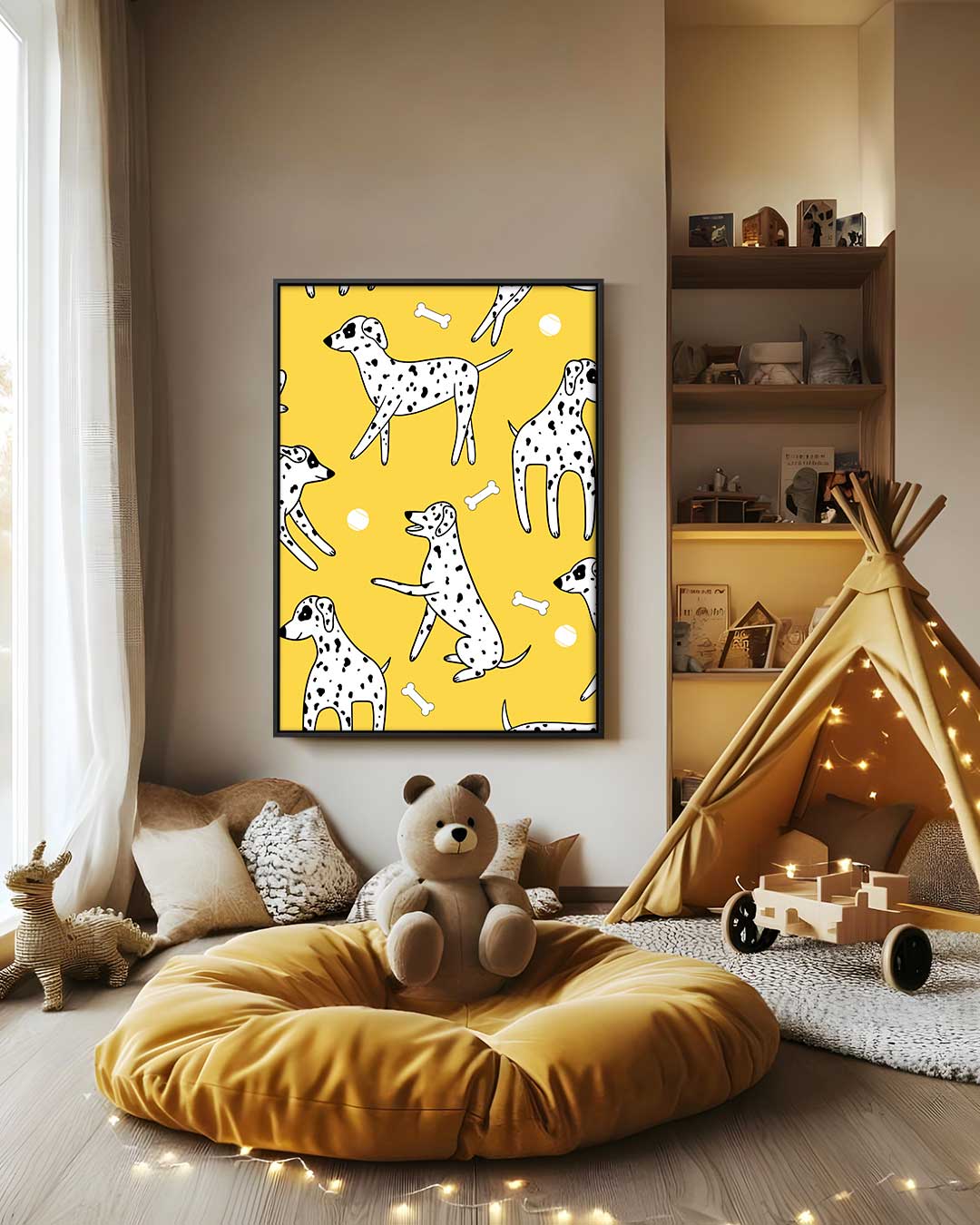 Vrolijke Dalmatierpatroon – canvas wanddecoratie in portret formaat