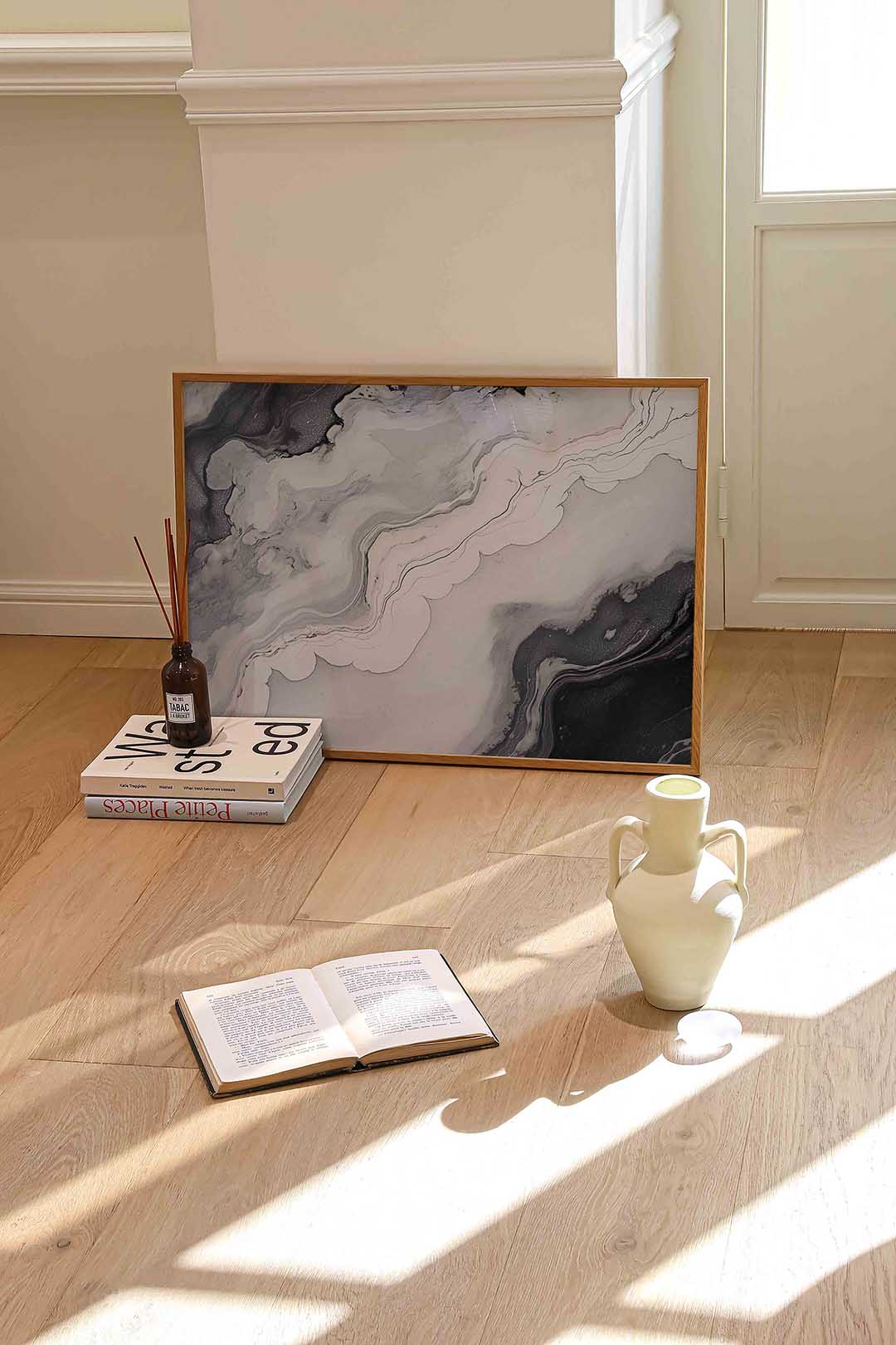 Vloeiende lijnen – liggende abstracte wanddecoratie van WallArtistic