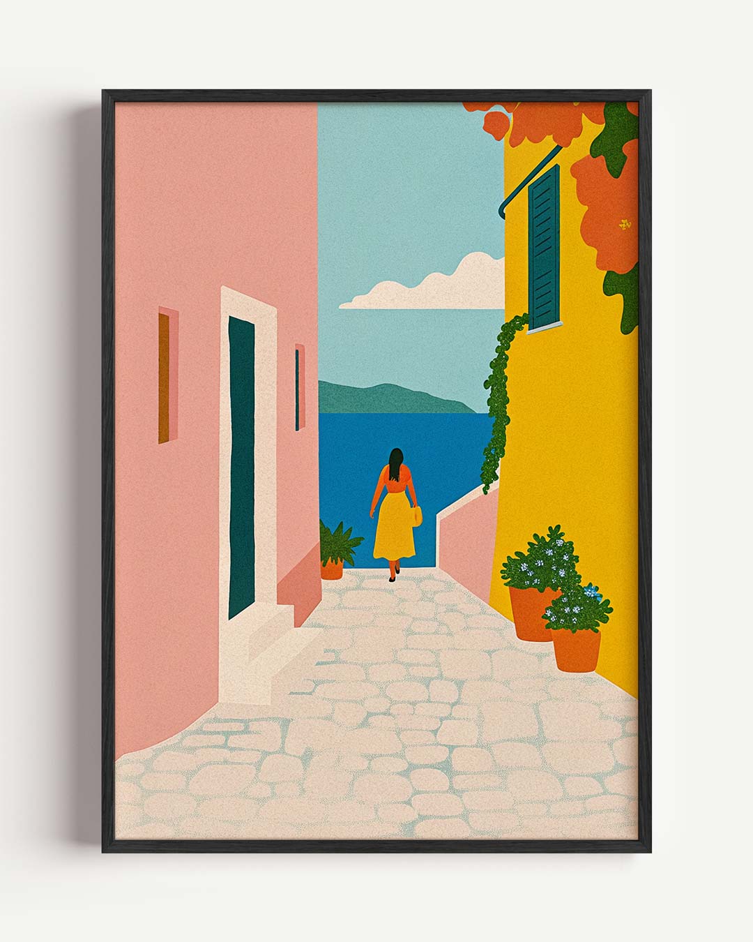 Zonnige Middellandse Zee Wandeling – zomer portret poster als wanddecoratie