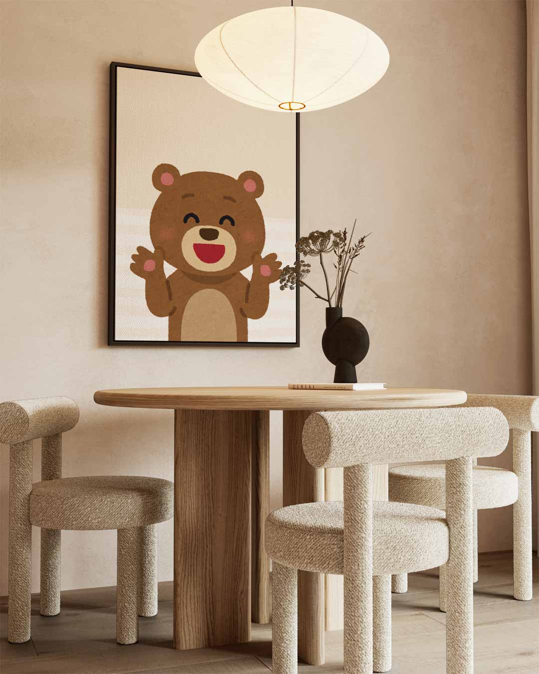 Vrolijke Knuffelbeer Illustratie – staand kunstwerk voor modern interieur