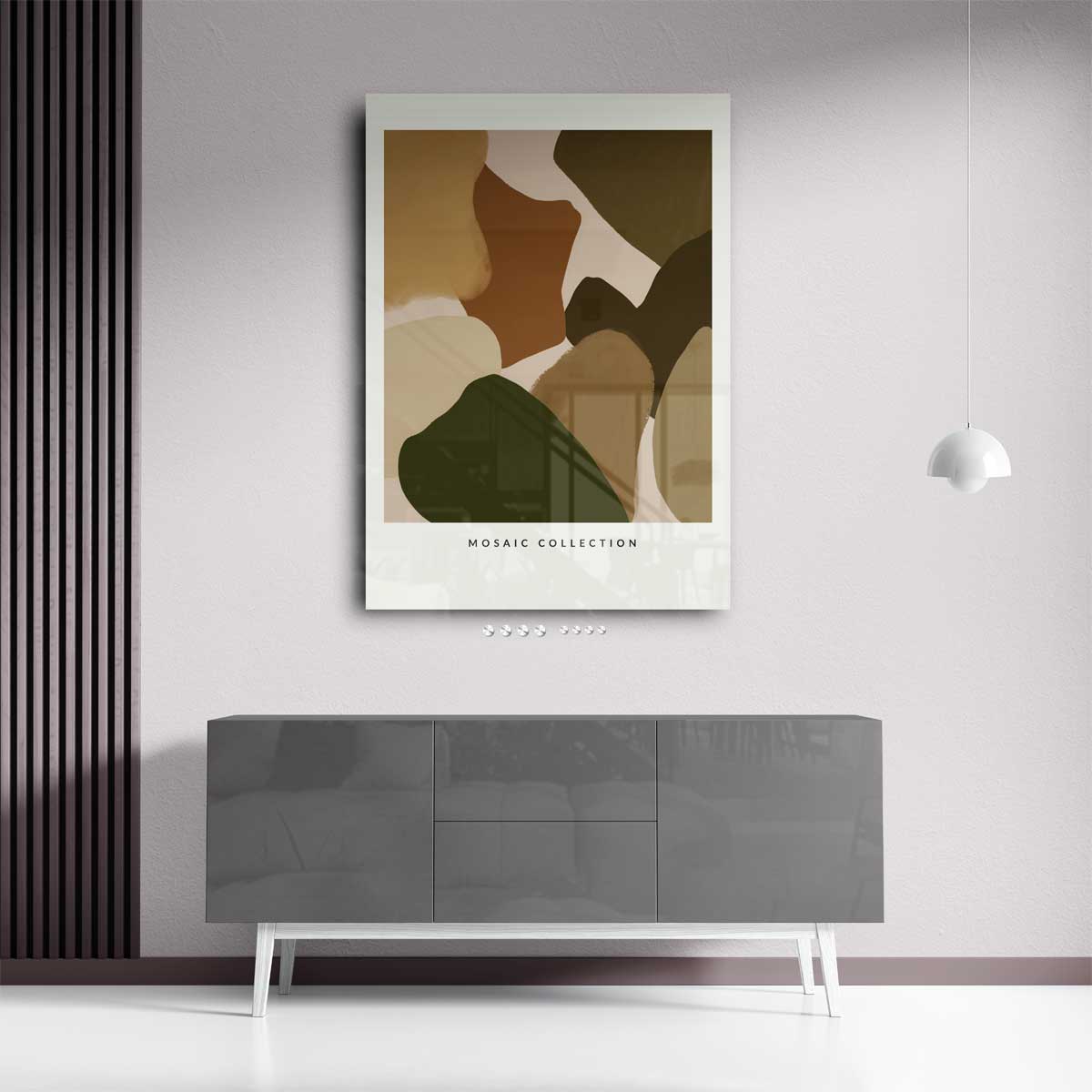 Moderne Aardetinten Mozaïek – staand kunstwerk voor modern interieur