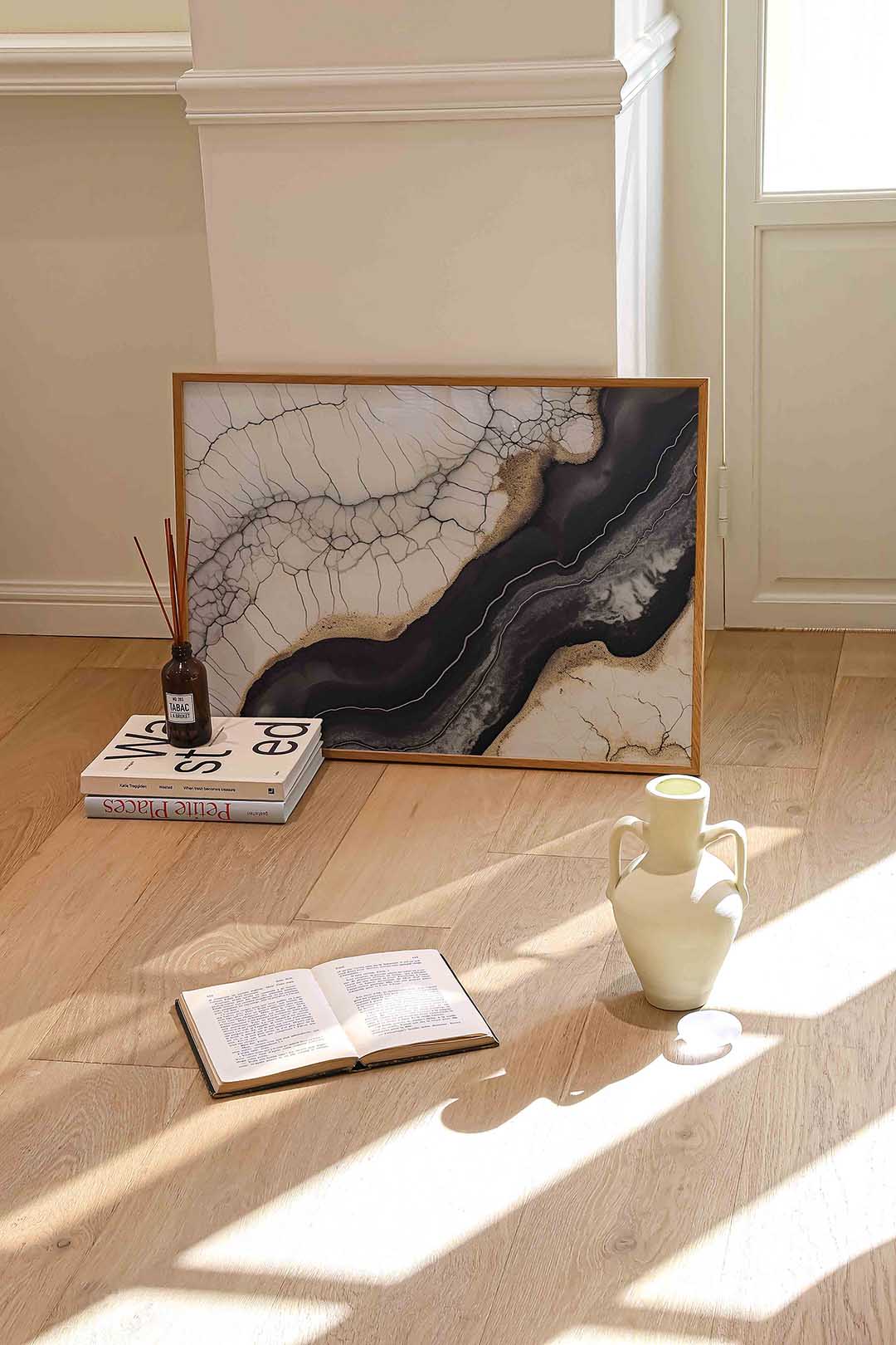 Abstracte lijnen en patronen – liggende abstracte wanddecoratie van WallArtistic