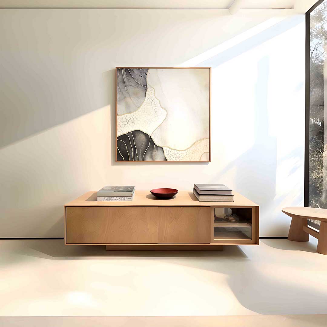 Abstracte vormen – vierkante zachte abstracte wanddecoratie van WallArtistic